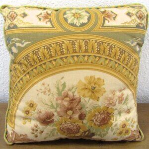 ETRO Italy Home Collection Decorative Gold Floral Pillow 16” x 16”